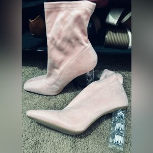 Light pink sock block heels